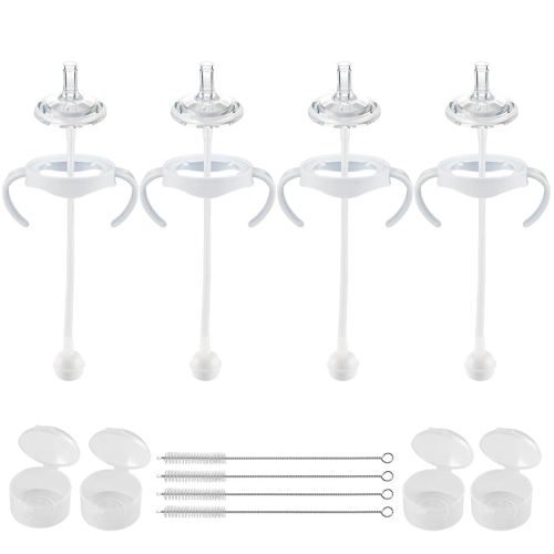 Straw Cup Conversion Kit for Philips Avent Natural Baby Bottles,Weighted Straw Sippy Cup Transition Kit with Soft Nipple and Handles for Toddler, Pack of 4