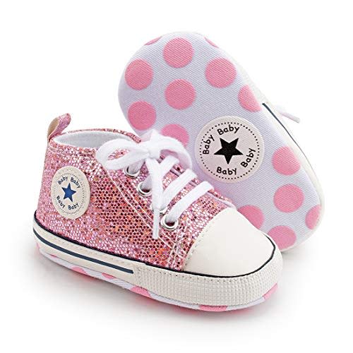 KIDSUN Unisex Baby Boy Girl Canvas Sneaker Soft Sole Infant Lace up Newborn Ankle Toddler First Walkers Crib Shoes