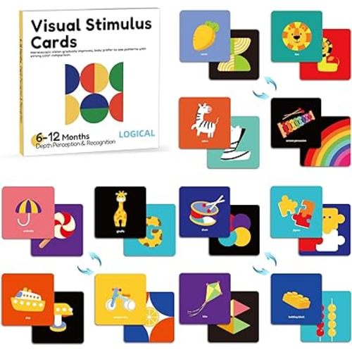 High Contrast Baby Cards Newborn Visual Stimulus Stimulation Black and White Cards Infants Flashcards Learning Cards Babies Gift 6-12Months