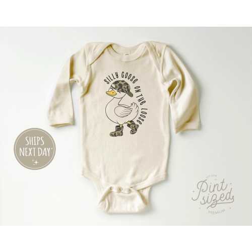 Silly Goose On The Loose Onesie® Boys Funny Kids Onesie®  Cute Boys Natural Baby Onesie®