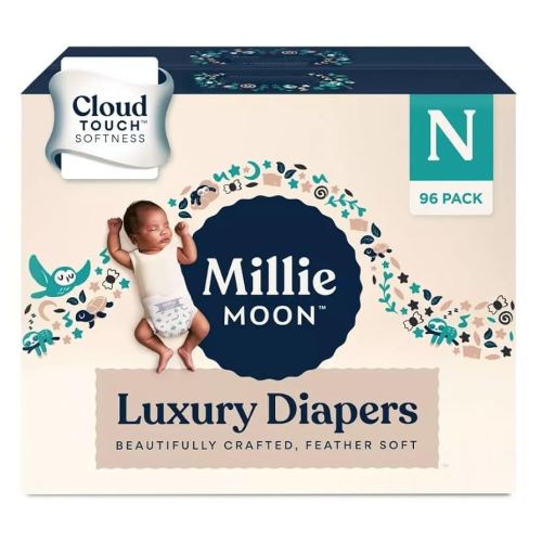 Millie Moon Luxury Disposable Diapers - Size N / 96 Count