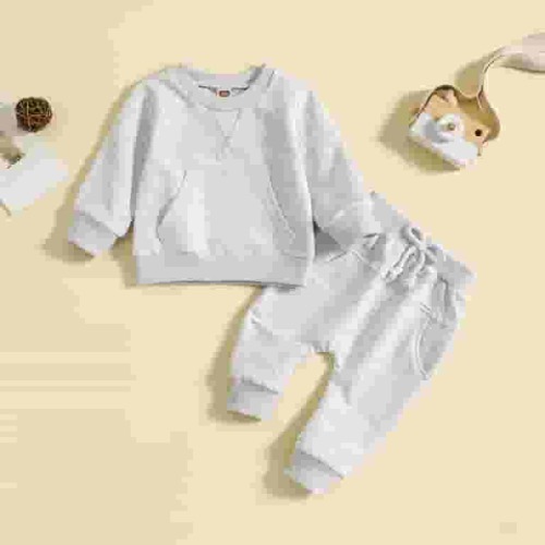 Ovbmpzd Long Sleeve Girls Outfits Solid Cotton Sweat Suit Set Clothes for Kids 6-12 Months