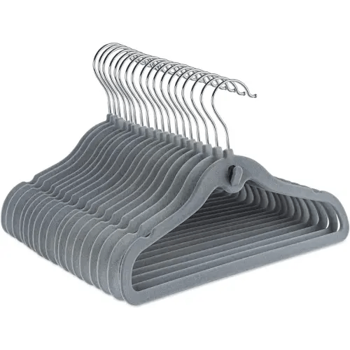 ABSOFINE Kids Hangers Velvet 50 Pack, 11.8’’ Non Slip Baby Clothes Hangers with Cascading,360° Rotating Hook, Kids Velvet Hangers for Nursery on Baby Closet Organizer (Grey)