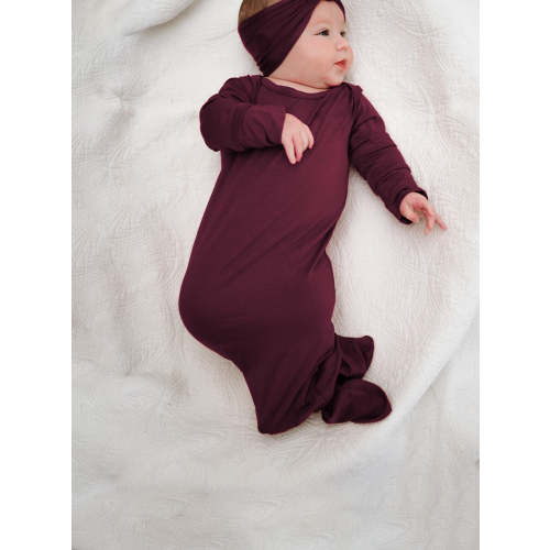 Baby Knot Gown Set: Plum