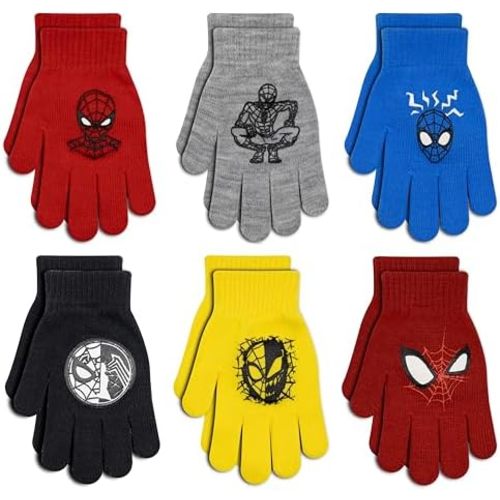 6 Pack Spiderman Boys Winter Gloves and Mittens, Avengers Kids Winter Gloves Ages 4-7, Toddler Ages 2-4