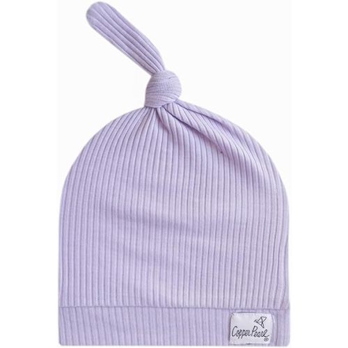 Copper Pearl Baby Beanie Hat Top Knot Stretchy Soft Periwinkle
