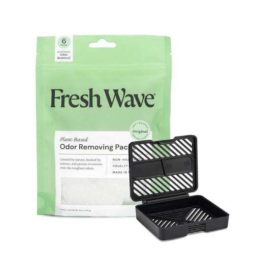 Fresh Wave Original Odor Eliminating & Deodorizing Packs - Bag of 6 & Fresh Pod Case - Safer Odor Relief for Small Spaces, Natural Plant-Based Odor Eliminator, Odor Absorbers for Home