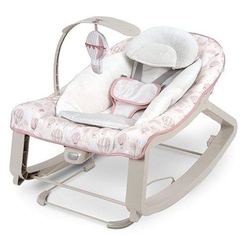 Ingenuity Keep Cozy 3-in-1 Grow with Me Vibrating Baby Bouncer, Seat & Infant to Toddler Rocker, Vibrations & Toy Bar, 0-30 Months Up to 40 lbs (Skye)