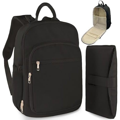 Diaper Bag Backpack Small Diaper Baby Bag for Travel, Mini Lightweight Diaper Backpack with Changing Pad Insulated Pockets (Black)