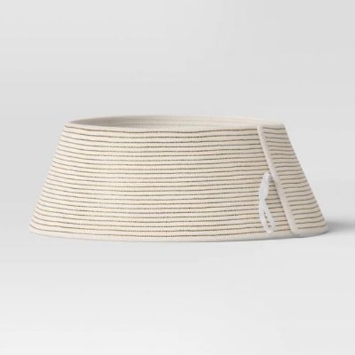 26" Roll Up Metallic Stripe Christmas Tree Collar White/Gold