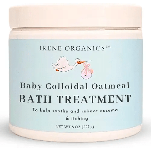 Oatmeal Baby Bath Powder for Eczema by Irene Organics - Colloidal Oatmeal for Soothing Treatment of Eczema, Diaper Rash, Dry Skin, Itching and Irritation - Moisturize and Sooth Baby and Toddler Skin