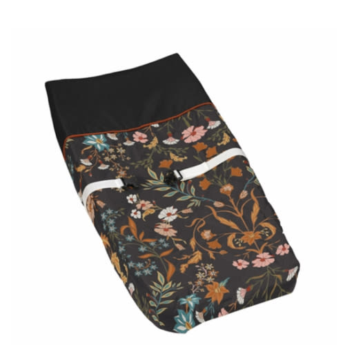 Boho Floral Wildflower Black and Orange Collection Changing Pad Cover