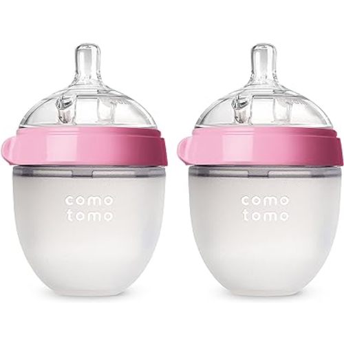 Comotomo Baby Bottle, Pink, 5 Ounce, 2 Count (Pack of 1)