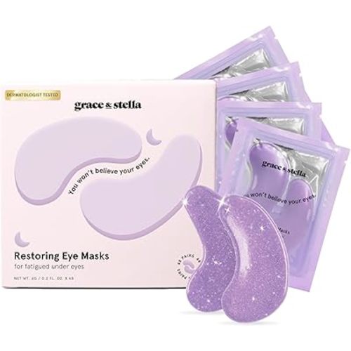 grace & stella Under Eye Patches for Puffy Eyes and Dark Circles (Retinol, 48 Pairs) Restoring Gel Under Eye Masks with Hyaluronic Acid - Vegan Cruelty-Free Skincare Birthday Gifts for Women