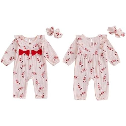 Kayotuas Newborn Baby Girl Halloween Outfit Ruffle Long Sleeve Pumpkin Romper Jumpsuit with Headband Fall Halloween Clothes