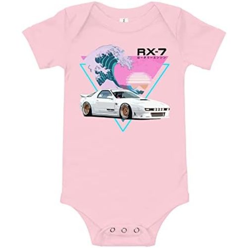 Vaporwave RX-7 JDM Car Racing Rx7 Baby Onesie Short Sleeve one Piece