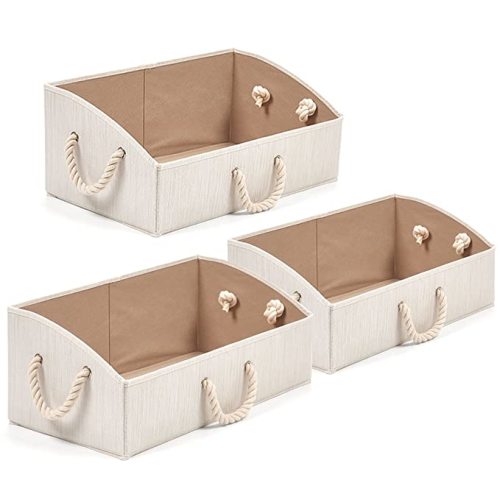 Ezoware 6 Pcs Small Foldable Storage Bins Baskets, Collapsible Fabric Shelf Organizer Containers with Handles for Bathroom Toys