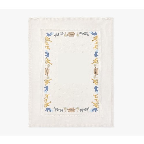 Noah's Ark Embroidered Pointelle Baby Blanket