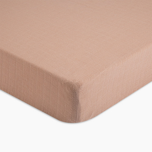 Crane Baby Cotton Muslin Crib Fitted Sheet - Copper