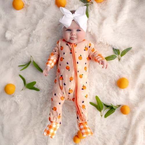 Sweet Tangerine Blossoms - Best Baby Bamboo Footies