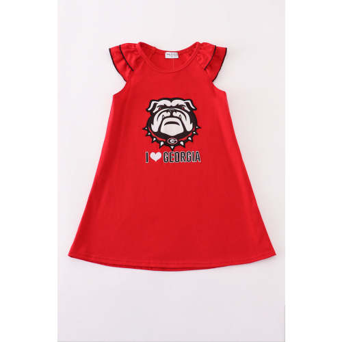 Red I love Georgia applique ruffle dress – HoneyBean