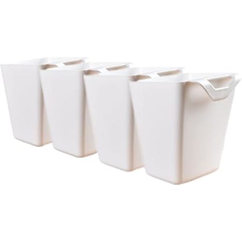 4 Pack Hanging Cup Holders,Trolley Basket Storage,Rolling Cart Accessories,4.75x4"Hanging Pencil Holder Storage Containers Hanging Buckets Hanging Bins,Plant Container,Make Up Pencil Holder White