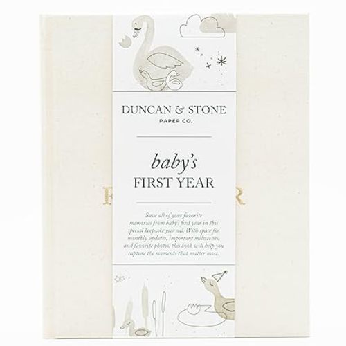 Baby First Year Book (Cream, 112 Pages) - Memory & Milestone Baby's First Year Photo Album from Pregnancy to First Year – Baby Book Keepsake Gift