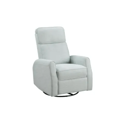 Morelia Sea Glass Blue Boucle Fabric 30" Manual Swivel Glider Nursery Recliner | Interior Pull