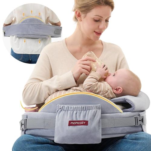 Momcozy CozyPro - Almohada de lactancia para lactancia materna, comodidad ergonómica y apoyo, valla de seguridad pionera, almohada de alimentación más ancha con soporte lumar para una lactancia más