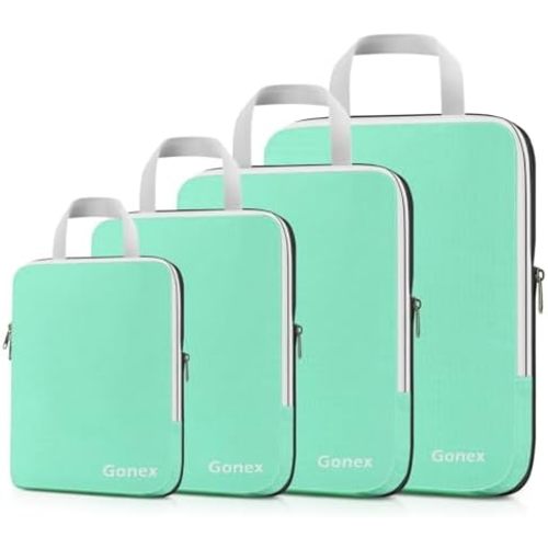 Gonex Compression Packing Cubes, 3pcs/4pcs Expandable Storage Travel Luggage Bags Organizers