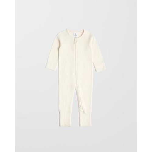 Organic Cotton Baby Pointelle Zip Coverall - Cream