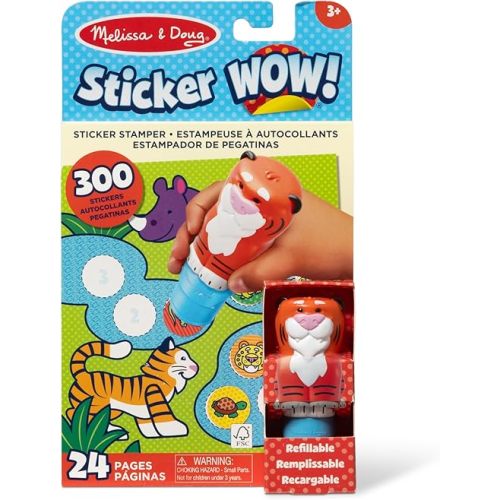 Melissa & Doug Sticker Wow!™ 24-Page Activity Pad and Sticker Stamper, 300 Stickers, Arts and Crafts Fidget Toy Collectible Character – Tiger - for Kids Ages 3+ - FSC Certified
