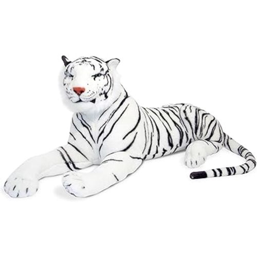 Melissa & Doug Giant Siberian White Tiger - Lifelike Stuffed Animal (over 5 feet long) - Extra Large, Plush Lifesize Tiger For Ages 3+