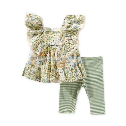 Bonnie Jean Baby Girls Newborn-24 Months Short Ruffle Sleeve Floral Top & Striped Capri Leggings Set
