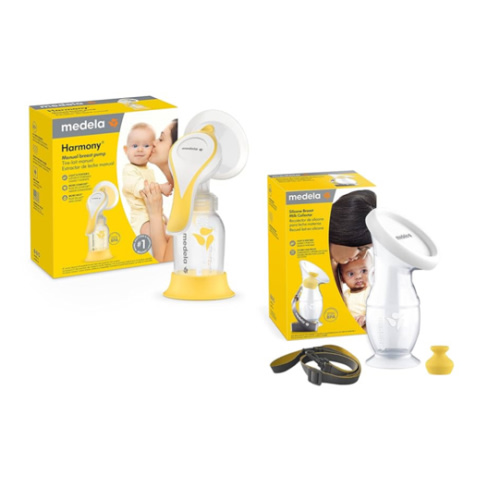 Medela Manual Breast Pump Set - Perfect Pair Bundle, Includes Harmony Manual Breast Pump & Silicone Breastmilk Collector