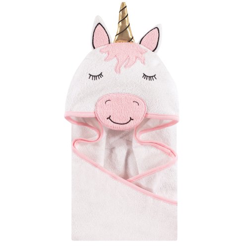 Hudson Baby Animal Face Hooded Towel, Modern Unicorn, One Size