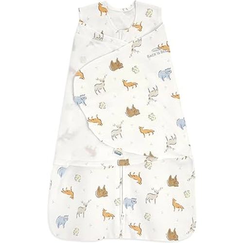 HALO 100% Cotton Sleepsack Swaddle, 3-Way Adjustable Wearable Blanket, TOG 1.5, Forest Friends, Newborn, 0-3 Months