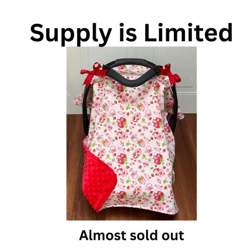 Baby Car Seat Cover Strawberry Shortcake Nursery Newborn Seat Cover Gift Baby Shower Gift Girl Unique Baby Gift Customize Baby Gift Idea