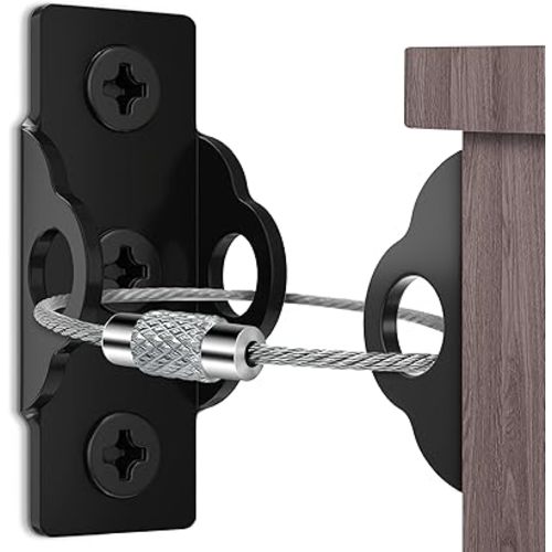 4our Kiddies 10 Pack Furniture Anchors for Baby Proofing, Anti Tip Furniture Wall Anchors Heavy Duty, Anchor Bookshelf, Dresser, Cabinet, Mirrow to Wall, Earthquake Straps for Child Safety(Black)