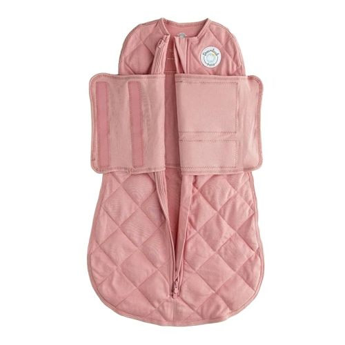 DREAMLAND BABY Weighted Sleep Swaddle, Ages 0-6 Months. 100% Cotton, Evenly Distributed Weight from Shoulders to Toes (Pink)
