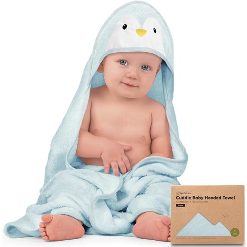 KeaBabies Baby Hooded Towel - Viscose Derived from Bamboo Baby Towel, Toddler Bath Towel, Infant Towels, Large Hooded Towel, Organic Baby Towels with Hood for Girls, Babies, Newborn Boys (Penguin) - Regular