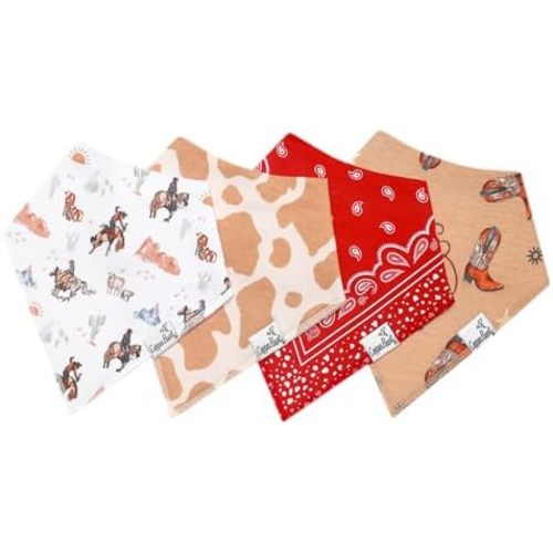 Copper Pearl Baby Bibs 4 Pack, Bandana Drool Bibs for Baby Girl & Boy, Soft Cotton Teething Bibs, Boone