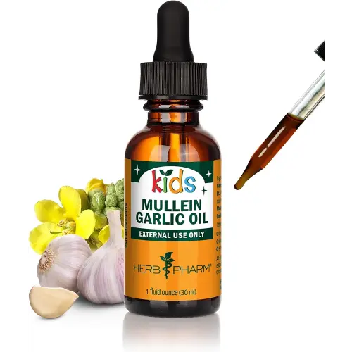 Herb Pharm Kids Mullein and Garlic Oil, Calendula, Garlic, Mullein, St. John's Wort, Olive Oil, 1 Fl Oz (Pack of 1)