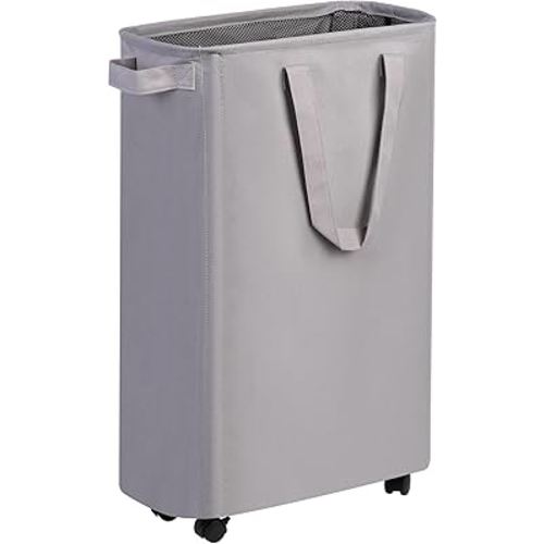 efluky Slim Laundry Hamper with Wheels, Rolling Laundry Basket for Clothes, Small Laundry Basket for Bedroom, Dorm and Laundry Room, 60L (12.7 Gallons) Grey
