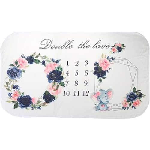 Yinuoday Fleece Baby Monthly Milestone Blanket Newborn Photography Background Baby Twins Gift, 160cm*90cm