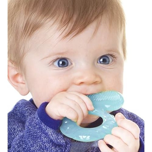 Nuby Silicone Teethe-EEZ Teether with Bristles, Includes Hygienic Case, Neutral