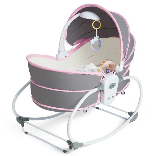 Gymax 5 in 1 Portable Baby Rocking Bassinet Multi-Functional Crib w/ Adjustable Canopy