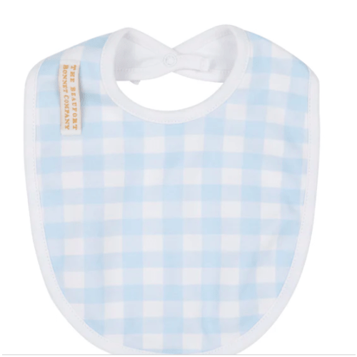 Burp Me Bib - Buckhead Blue Gingham with Worth Avenue White