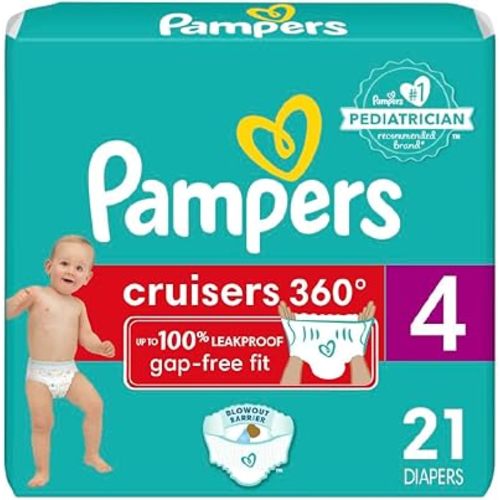 Pampers Diapers - Cruisers 360 - Size 4, 21 Count, Pull-On Disposable Baby Diaper, Gap-Free Fit