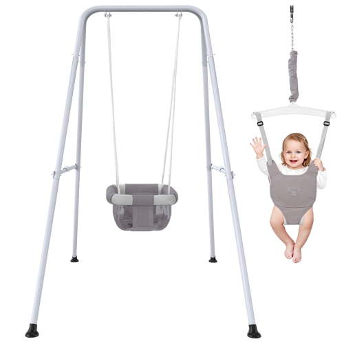 G TALECO GEAR 2-in-1 Baby Jumper and Swing, Indoor&Outdoor Baby Swing for 6-24 Months Infant Toddler, Gray